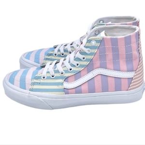 Vans sk8 hi top pastel striped lace-up sneakers size women's 8.5
